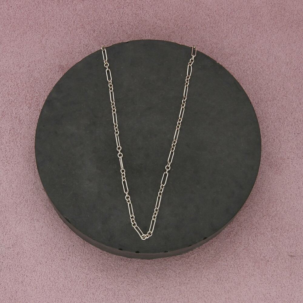 sterling silver art deco style 2mm dot & dash chain necklace size 15.75in